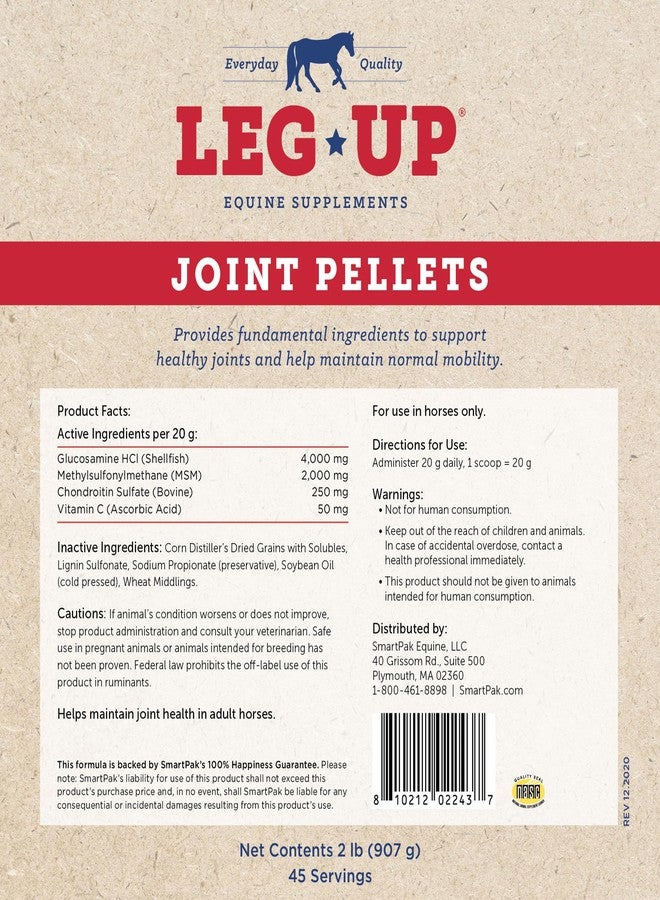 SmartEquine Leg Up Joint Pellets | Joint Support Supplement For Horses | Glucosamine Chondroitin Sulfate and Antioxidants Formula With No Added Sugar | Ideal For Light Work Horses | 45 Servings | 2 lb - Image 2
